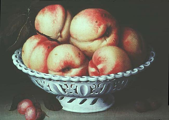 Fede Galizia Peaches in a pierced white faience basket